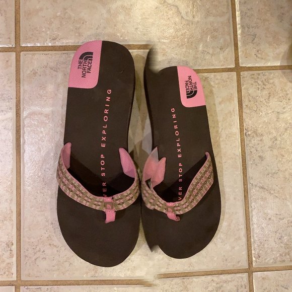 Flip Flops Brown and Pink-North Face - Picture 1 of 3